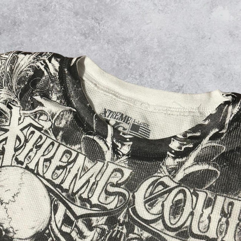 Y2K Grunge Affliction Style Xtreme Couture AOP Long Sleeve Shirt - Size XL! - Picture 3 of 6